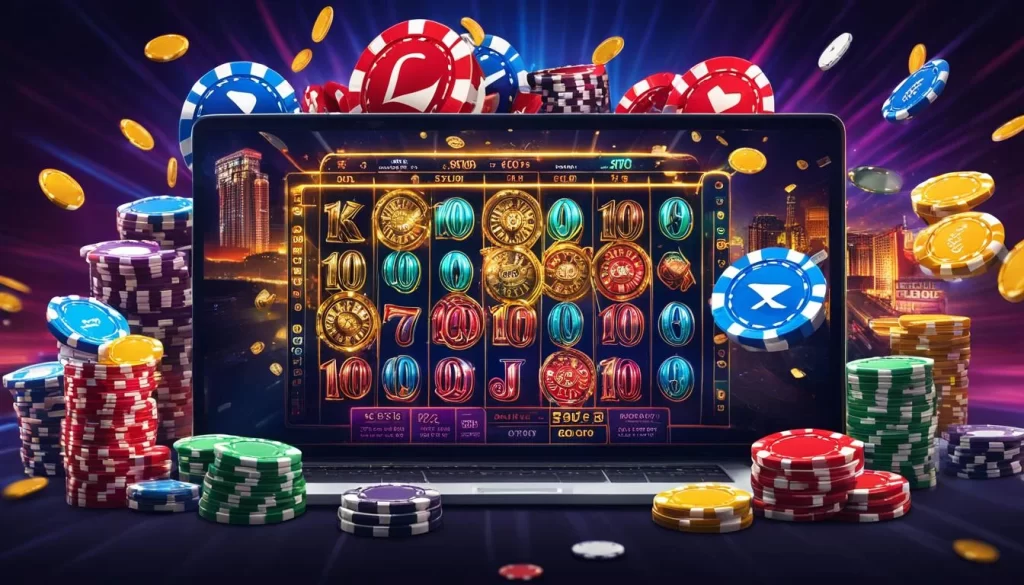 Bàn chơi Baccarat trực tuyến tại M66 với các lá bài và chip cược